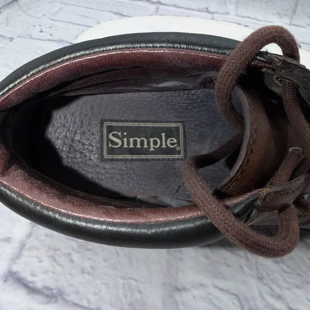 Vintage 90s SIMPLE Brand Mens Leather Split-Toe Chukka Boots Brown Size 8.5